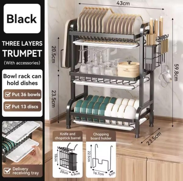 Escurridor de cocina de 3 niveles