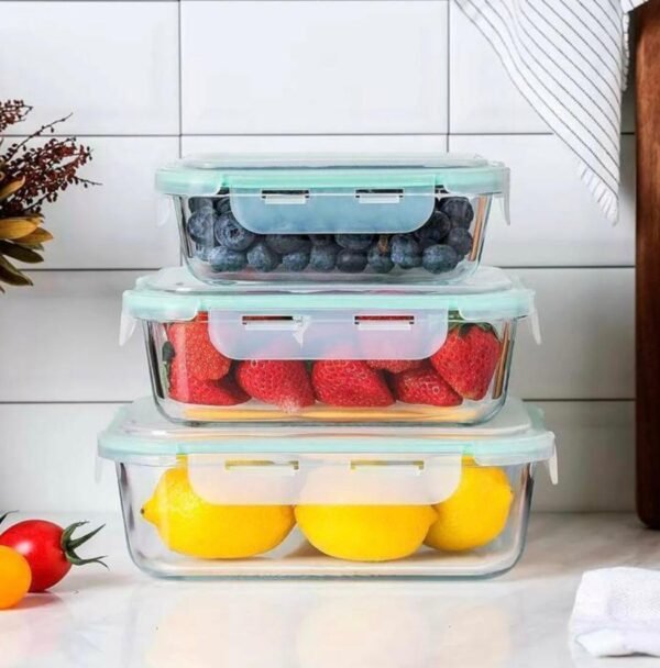 Set de 3 herméticos de vidrio templado