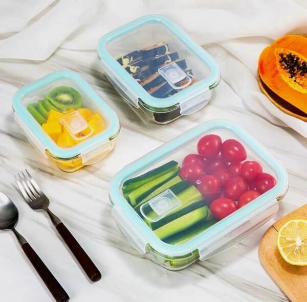 Set de 3 herméticos de vidrio templado